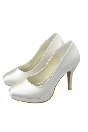 Simple Handmade Satin Ivory High-Heel Wedding Shoes S93