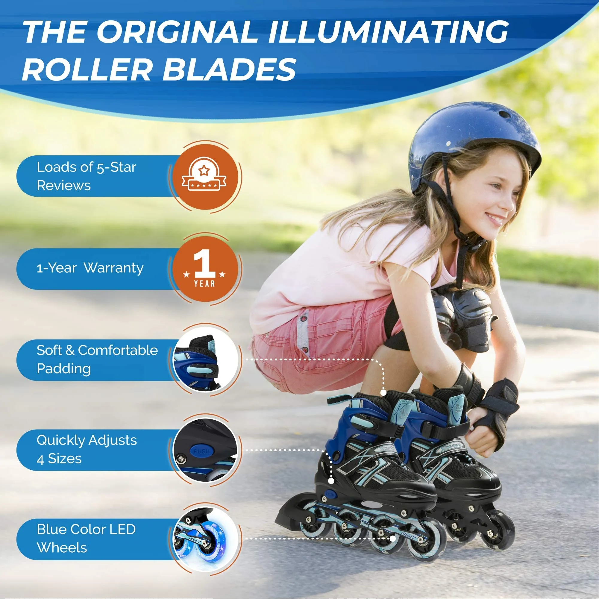 Skates For Kids | Adjustable Girls & Boys Inline Skates