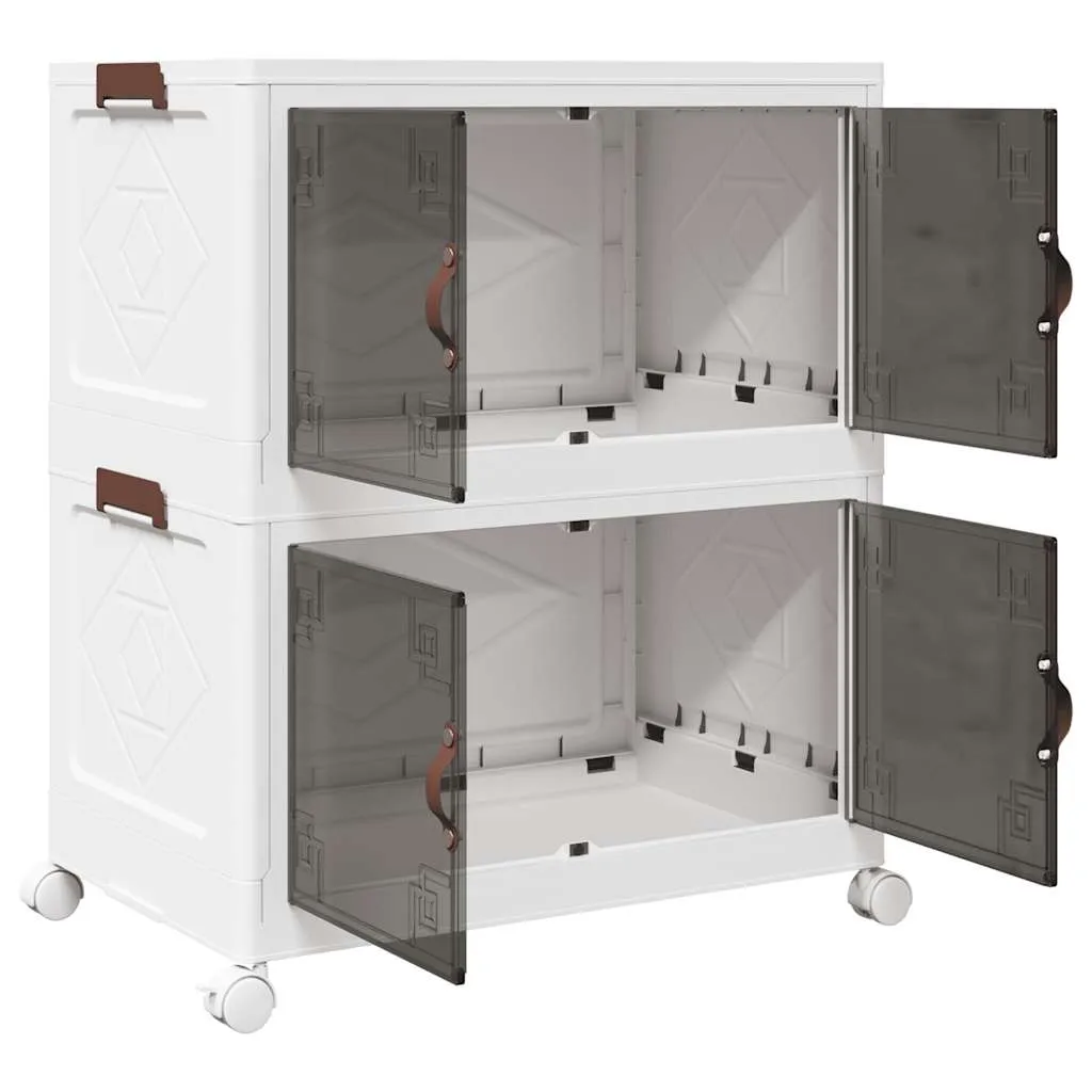 Stackable Storage Box with Wheels 2-Tier 75 L 65x40x76 cm