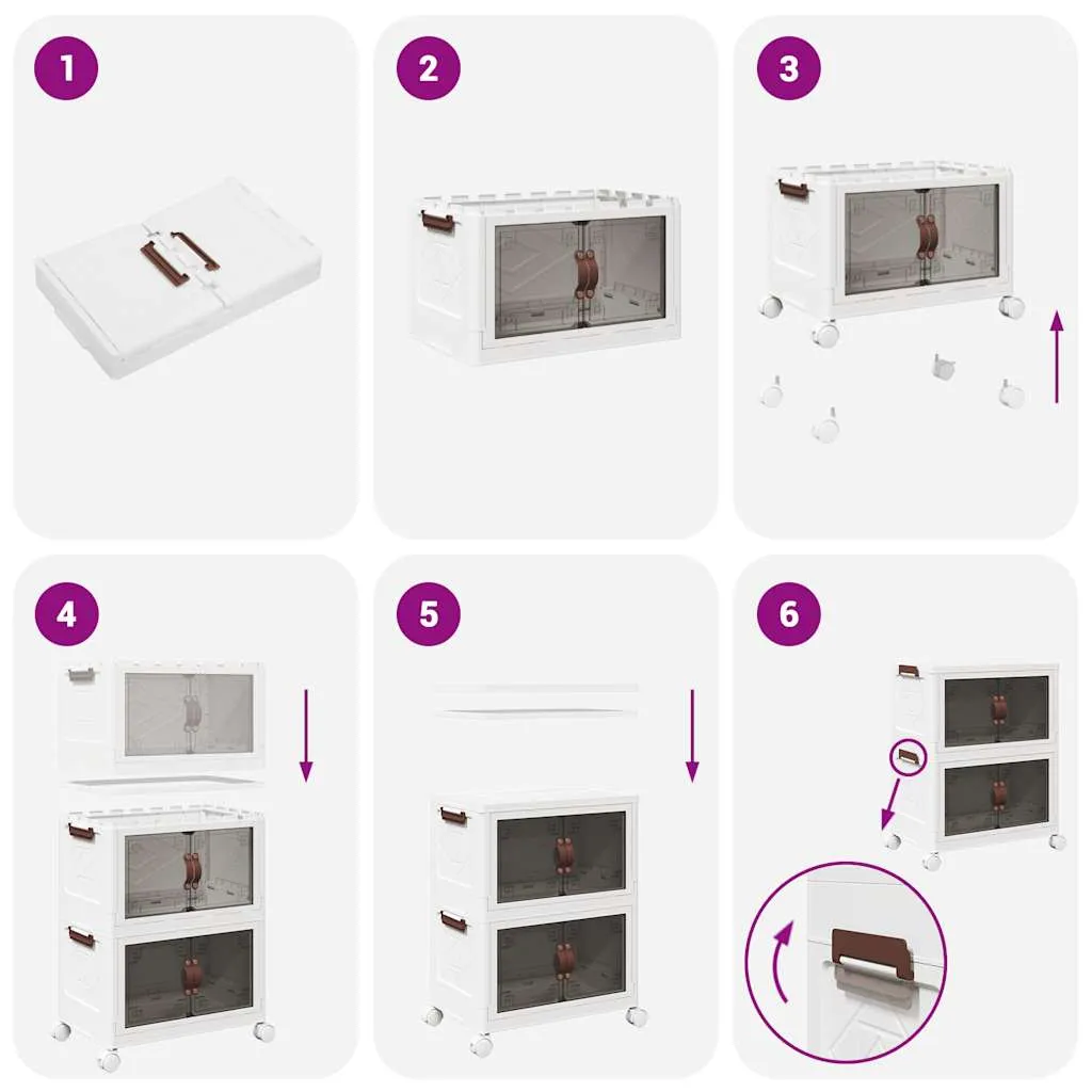 Stackable Storage Box with Wheels 2-Tier 75 L 65x40x76 cm