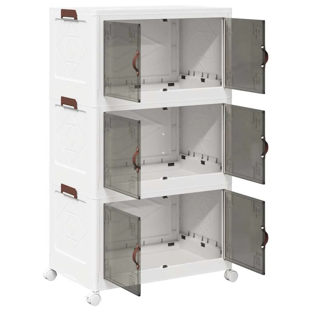 Stackable Storage Box with Wheels 3-Tier 75 L 69x39.5x110.5 cm