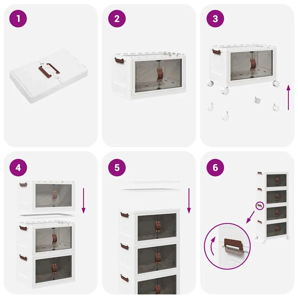 Stackable Storage Box with Wheels 4-Tier 28 L 48.5x29.5x112.5 cm