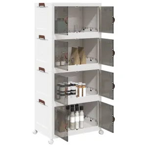 Stackable Storage Box with Wheels 4-Tier 75 L 65x40x145 cm