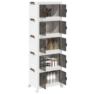 Stackable Storage Box with Wheels 5-Tier 28 L 48.5x29.5x139 cm