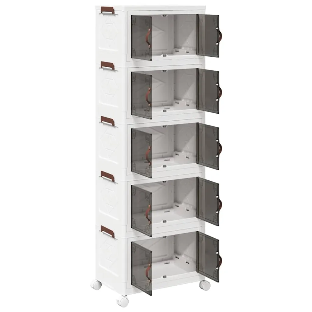 Stackable Storage Box with Wheels 5-Tier 28 L 48.5x29.5x139 cm