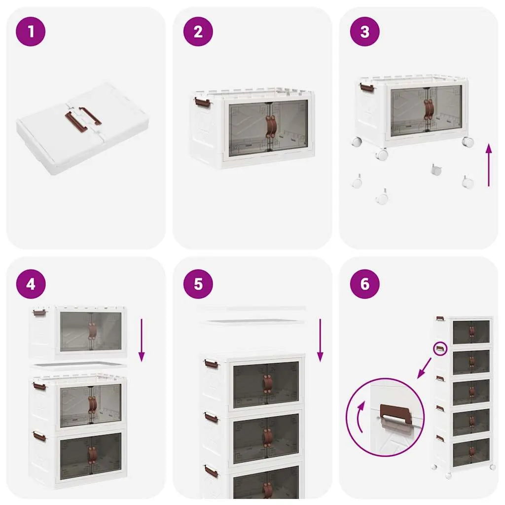 Stackable Storage Box with Wheels 5-Tier 28 L 48.5x29.5x139 cm