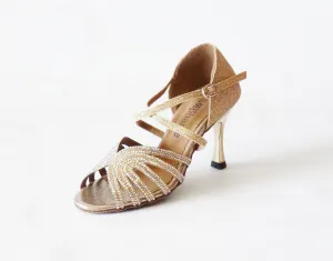 Stephanie Dance Shoes, 2089-33, Beige Glitter-Crystal, 3.5” Heel