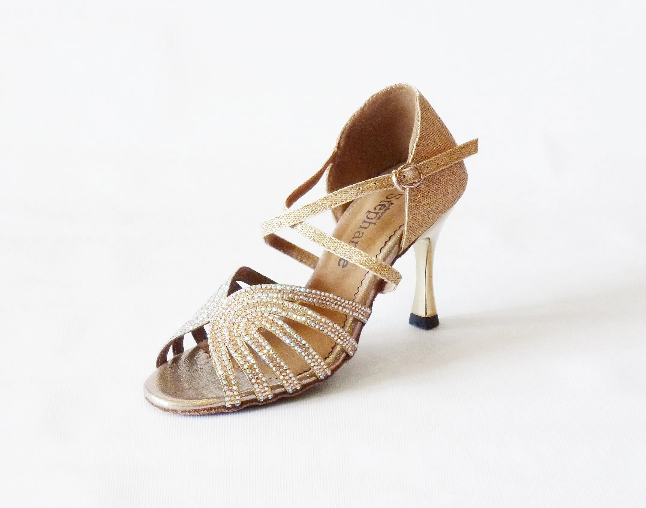 Stephanie Dance Shoes, 2089-33, Beige Glitter-Crystal, 3.5” Heel