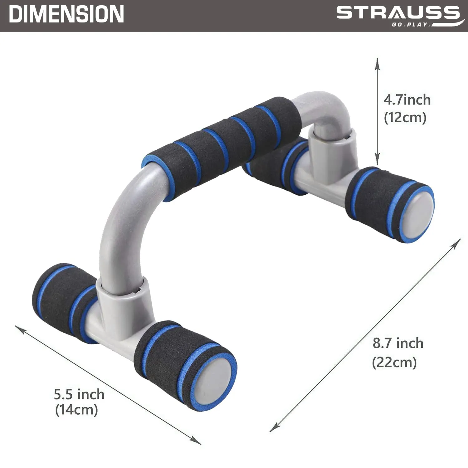 Strauss Moto Push up Bar, Pair (Black/Blue)