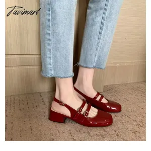 Tavimart Shoes Woman Low Slipper Rome Hoof Heels Rubber Slides Fabric Low Shoes Ladies' Slippers Slides Fabric Rome Rubber Hoof