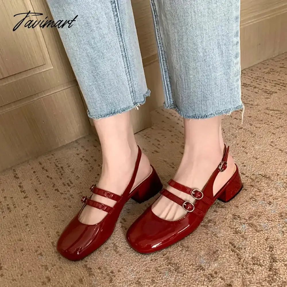 Tavimart Shoes Woman Low Slipper Rome Hoof Heels Rubber Slides Fabric Low Shoes Ladies' Slippers Slides Fabric Rome Rubber Hoof