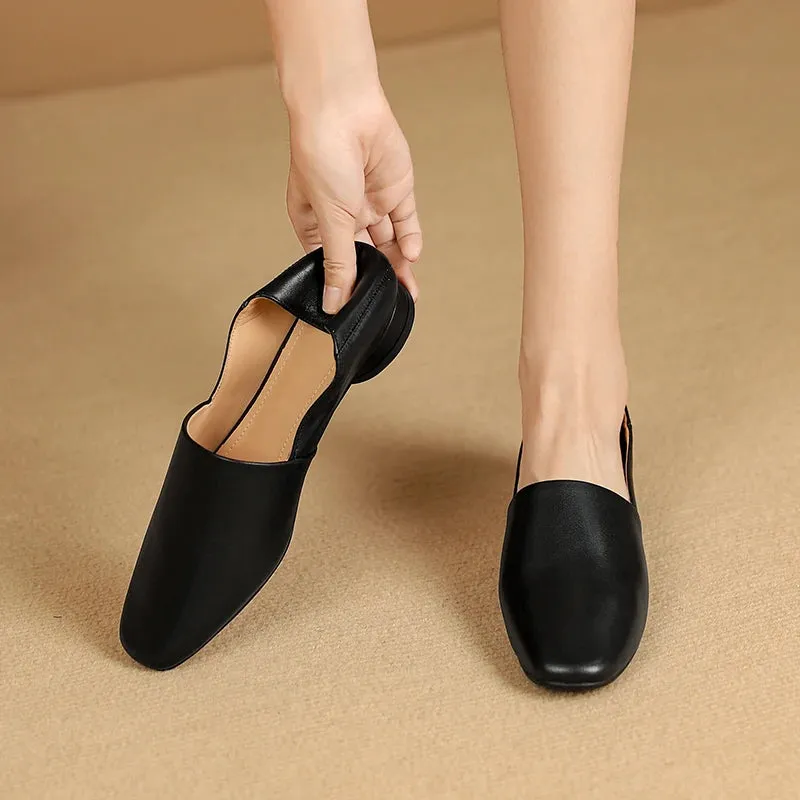 TAVIMART  -  Woman Flats Cow Leather Basic StyleRound Toe Ballet Shoes Slip On Woman Soft Flats Spring Autumn Casual Loafers