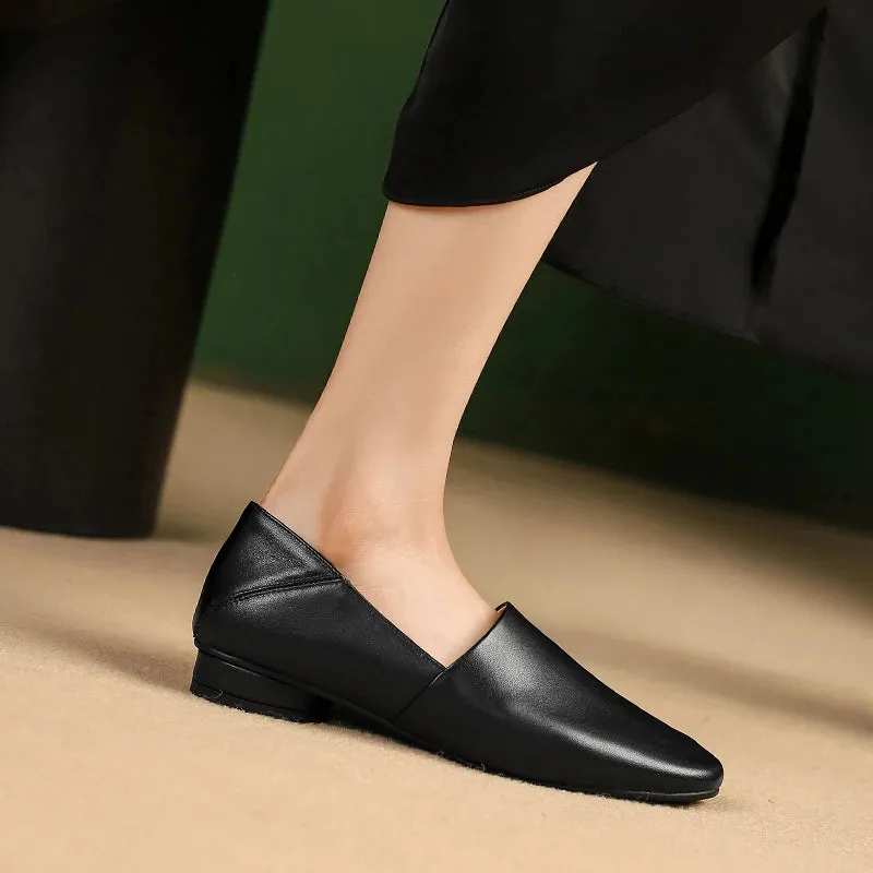 TAVIMART  -  Woman Flats Cow Leather Basic StyleRound Toe Ballet Shoes Slip On Woman Soft Flats Spring Autumn Casual Loafers