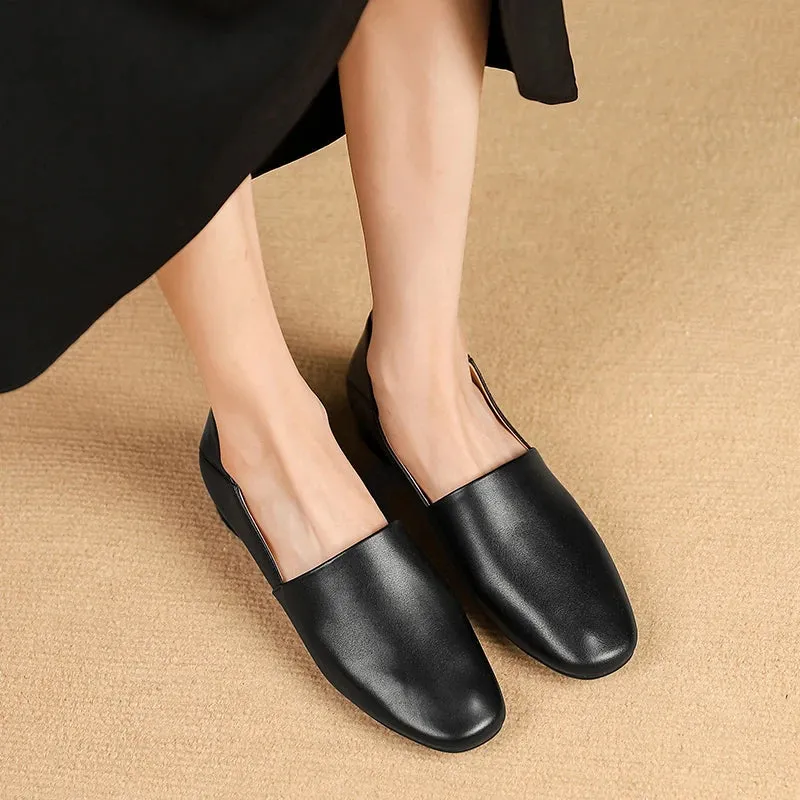 TAVIMART  -  Woman Flats Cow Leather Basic StyleRound Toe Ballet Shoes Slip On Woman Soft Flats Spring Autumn Casual Loafers