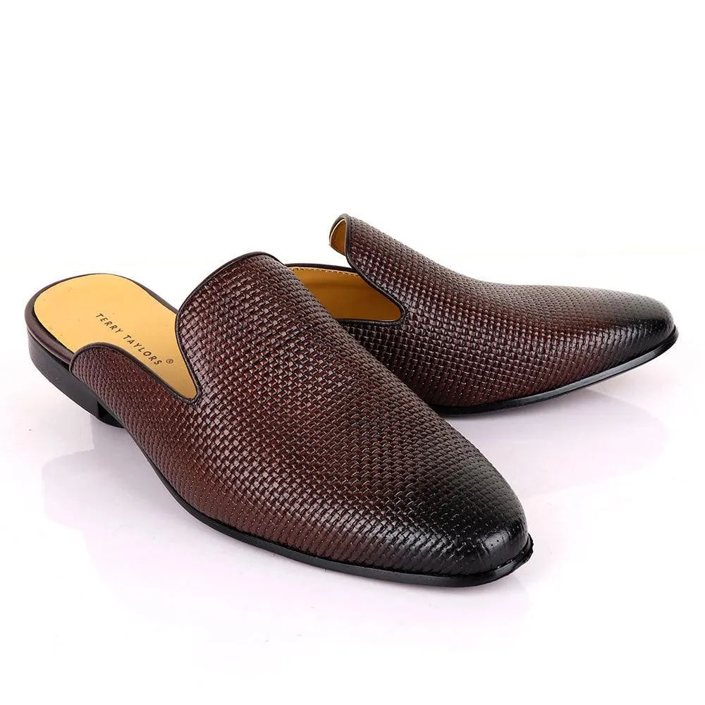 Terry Taylors Woven Coffee Mole Brown Leather Half Shoe