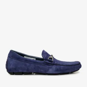 The Bari Navy Blue Suede Leather Bit Drive Loafer Men Shoe