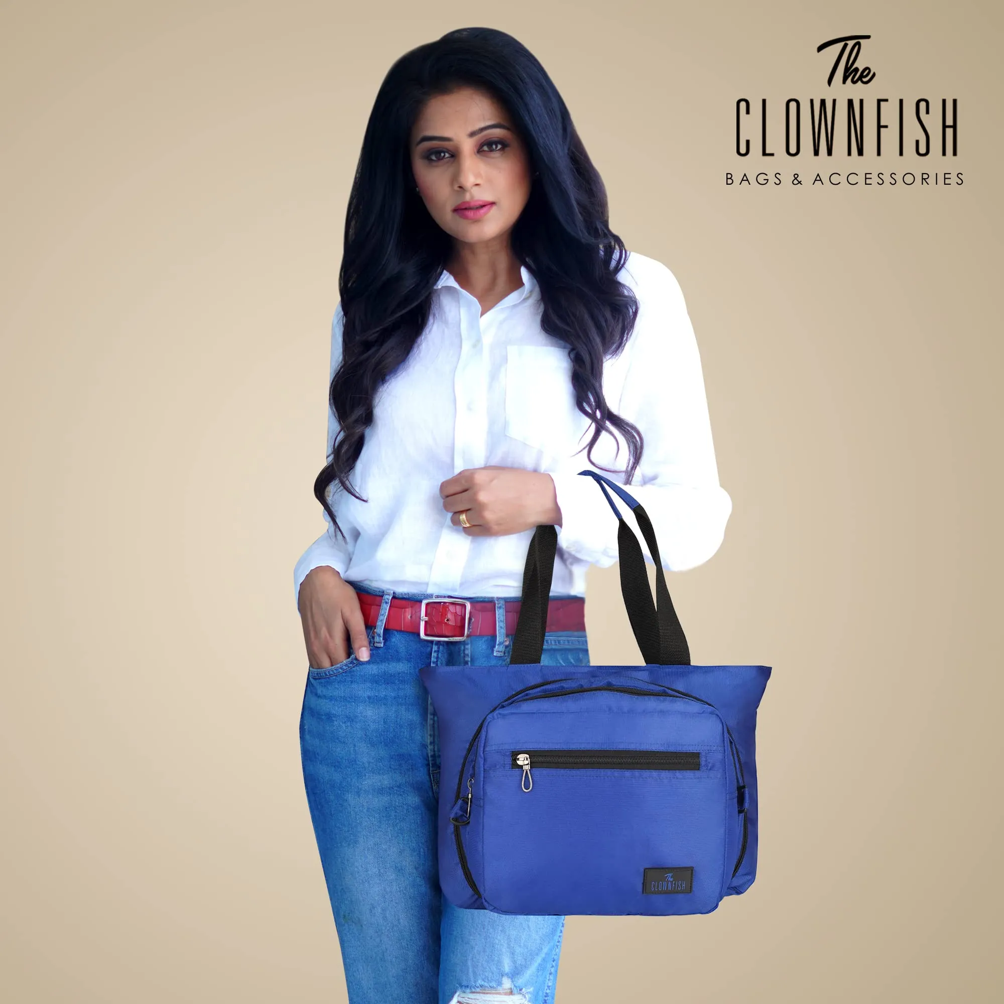 THE CLOWNFISH Sarin Series Polyester Handbag Convertible Sling Bag for Women Ladies Shoulder Bag Tote For Women College Girls (Ink Blue)