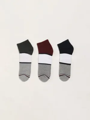 WES Lounge Multicolor Cotton Trainer Socks - Pack of 3