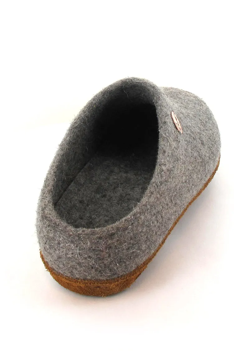 WoolFit® hand-felted Slippers slim | Classic, light gray