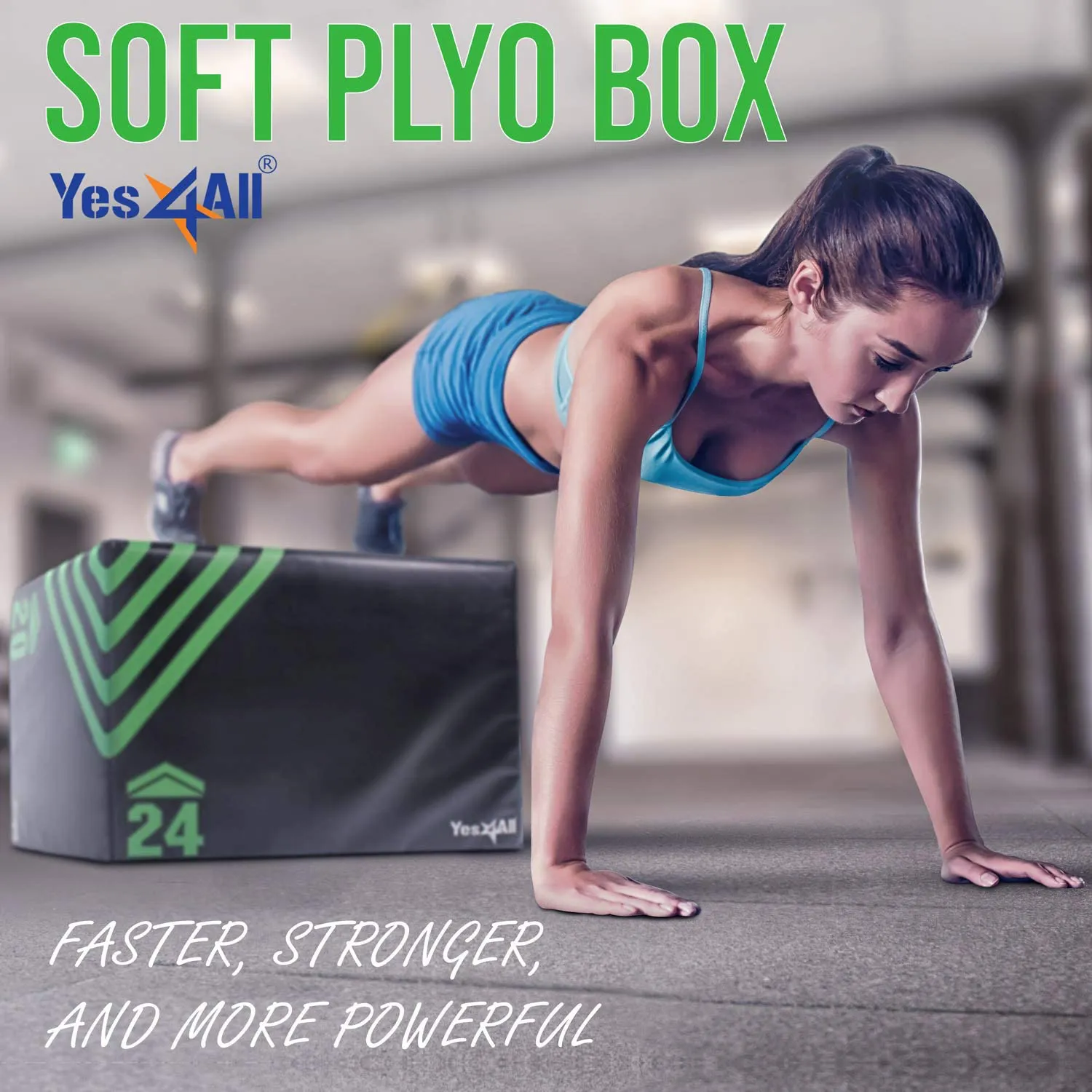 Yes4All Foam Plyo Box/Plyometric Box Platform for Crossfit, Jump Training & Conditioning – Plyo Jump Box/Soft Plyo Box 3 in 1 (20/24/30)